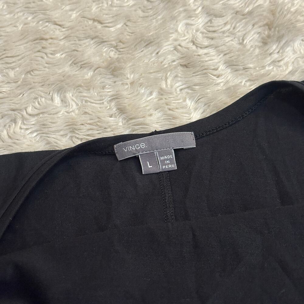 Vince Large Black Cotton Boat Neck Open Back Tunic Long Sleeve Tee Tshirt - Picture 4 of 8